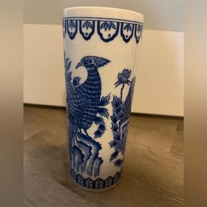 Blue and White Ceramic Vase with Bird Design Andrea by Sadek